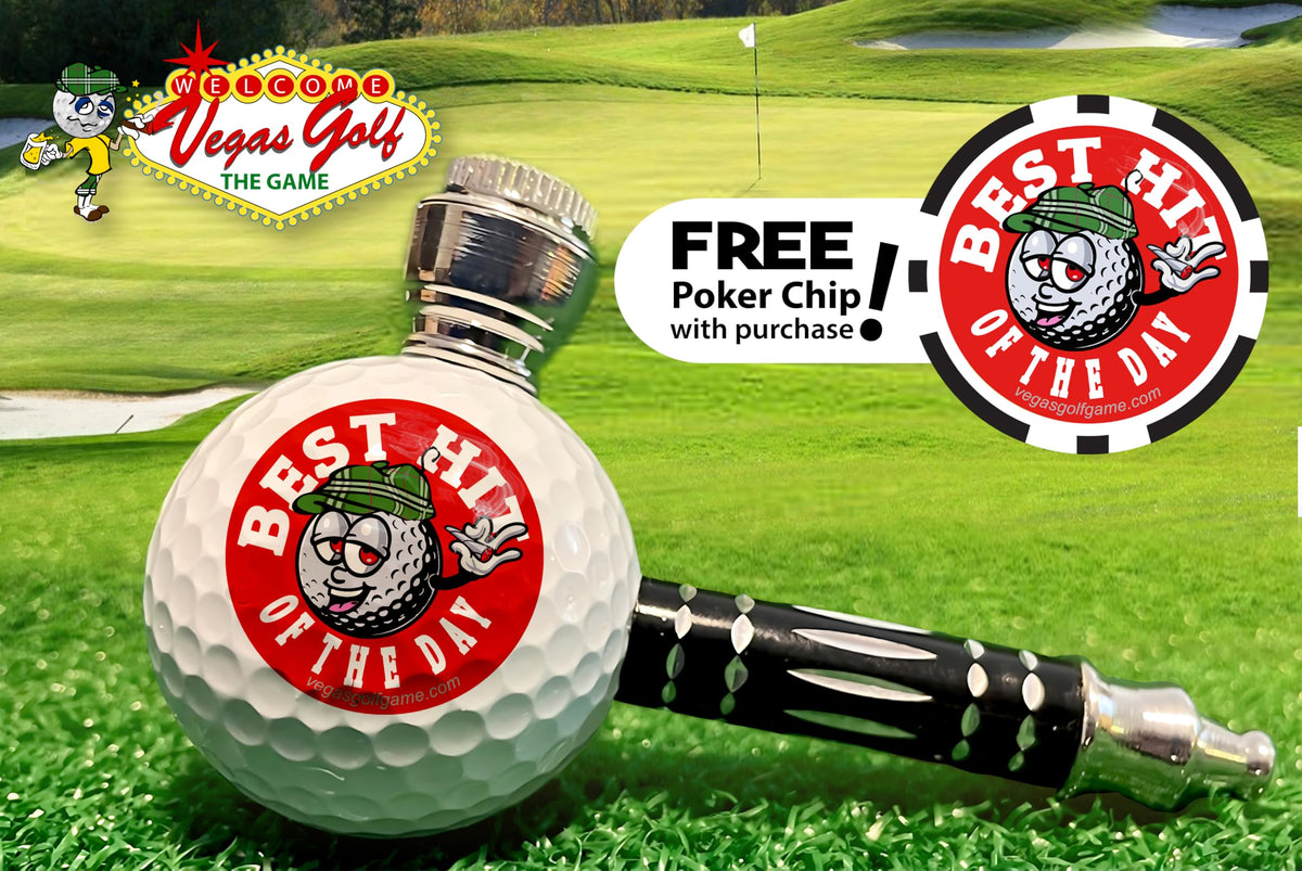 Vegas Golf Ball Pipe closeup reveals durable metal pipe insert and real golf ball.