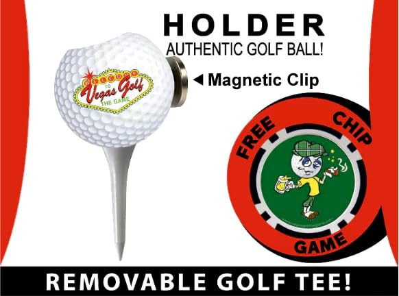Vegas Golf magnetic clip holder with beer chip for laughs and tee-ready setups.