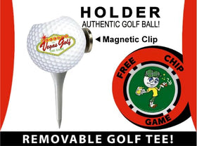 Vegas Golf magnetic clip holder with beer chip for laughs and tee-ready setups.