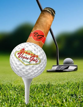 Vegas Golf stogie magnetic mount securing a cigar during a walk.