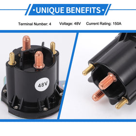 VekAuto packaging contents show a ready-to-install golf cart solenoid relay.
