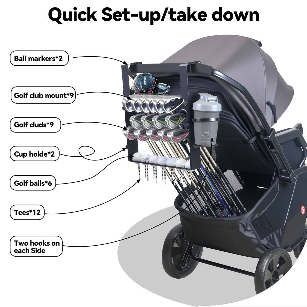 Vekclit Golf Stroller Attachment sparks kid-friendly golf interaction during a walk