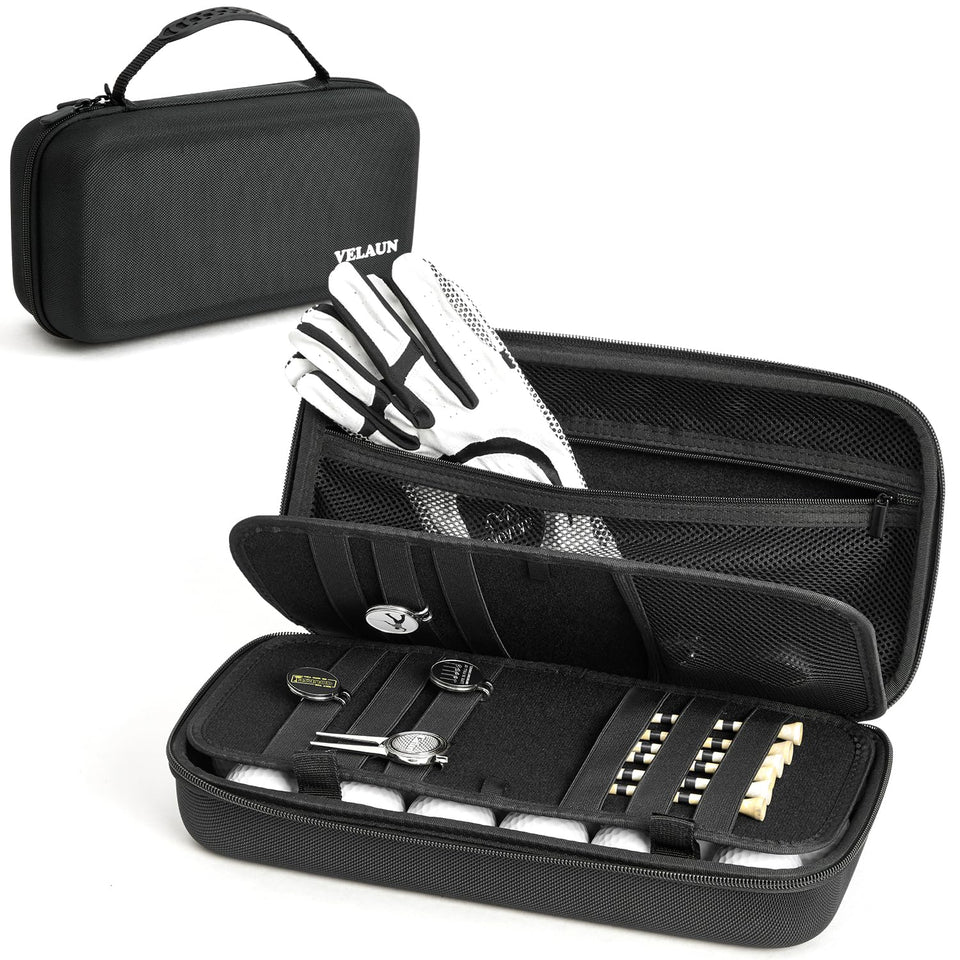 VELAUN Golf Glove Holder Case with protective hard shell shielding gloves during travel