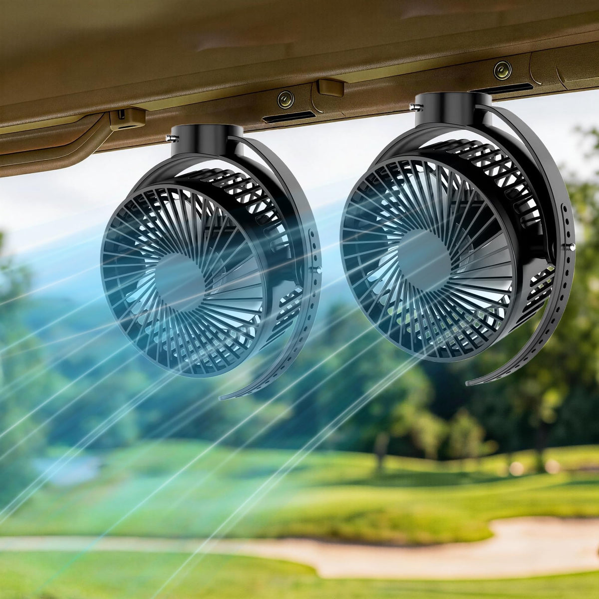 VENSWID 2-pack magnetic golf cart fan with secure magnetic base