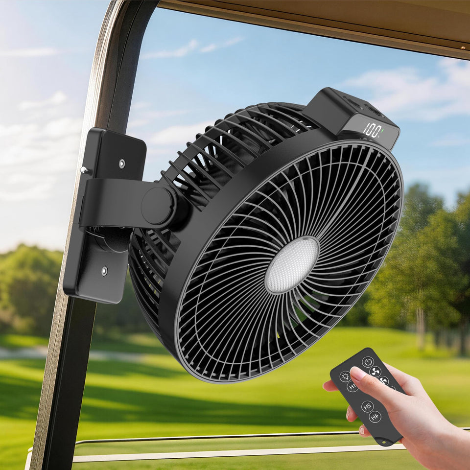 VENSWID 8-inch magnetic golf fan with dual-base for secure cooling on metal surfaces.