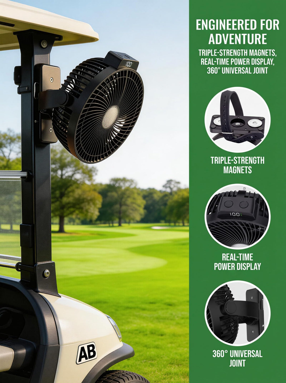 VENSWID heavy-duty silicone strap wrap keeps the fan steady around poles.