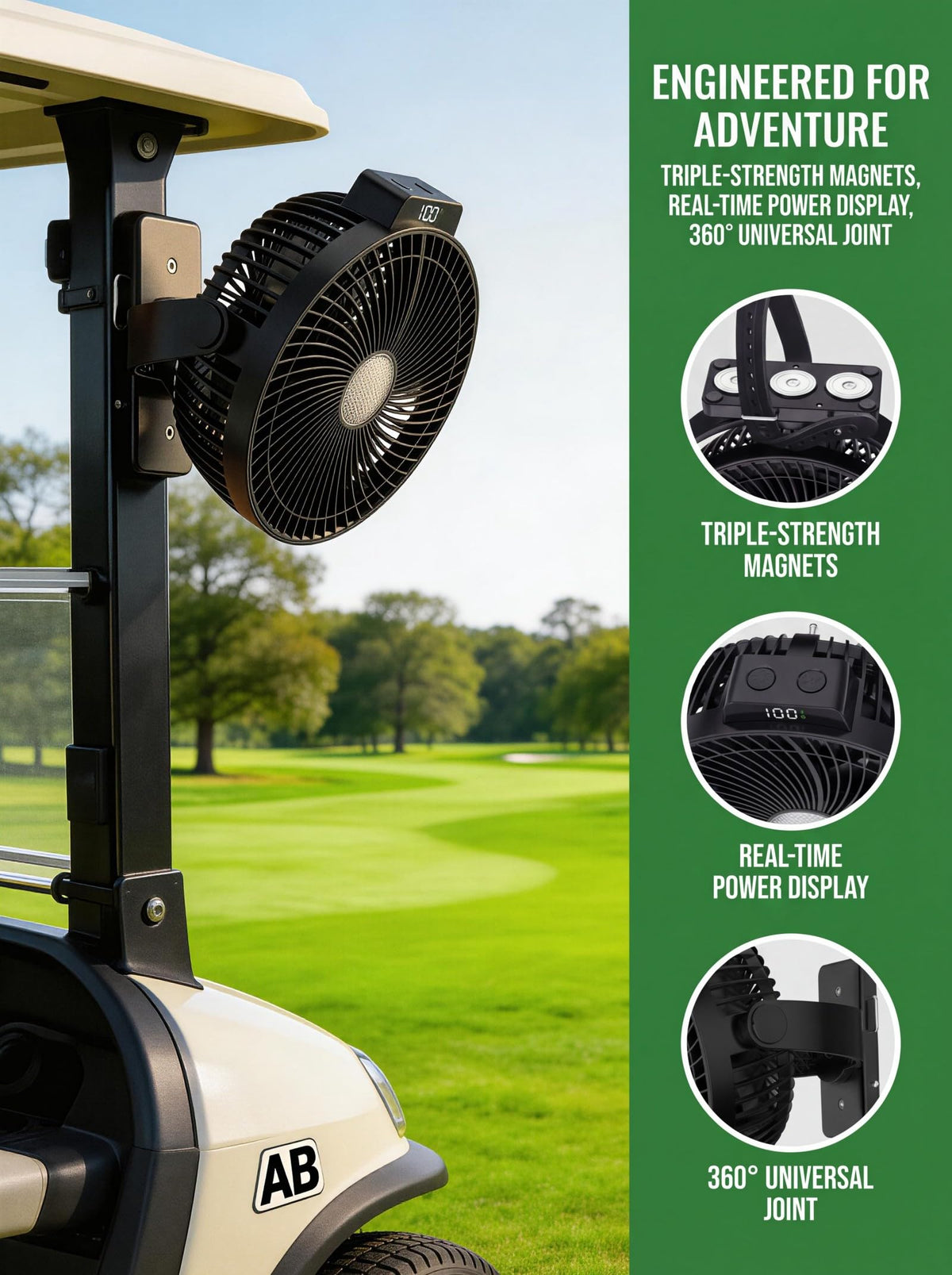 VENSWID heavy-duty strap keeps the fan wrapped around poles for dependable airflow.