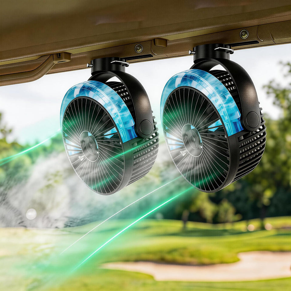VENSWID magnetic-base attachment on a metal golf cart for stable cooling