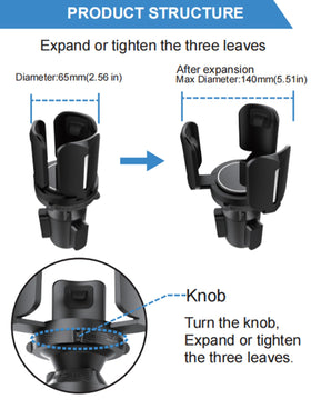 VENSWID cup holder expander showing wide diameter capacity for bottles