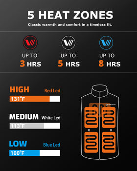 Venustas heated down vest left chest heating panel for targeted warmth during chilly hikes