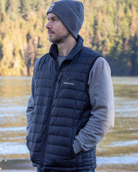 Venustas heated down vest water-resistant shell for reliable warmth in light rain