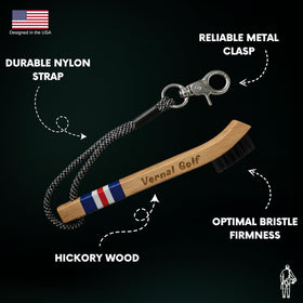 Vernal Golf nylon bristle detail cleans dirt from grooves effectively.