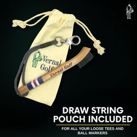 Vernal Golf clip attachment keeps the brush secure on bags for quick access.