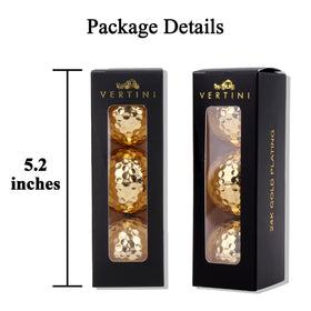Vertini 24K Gold golf ball maintains official ball standard for authentic practice sessions.