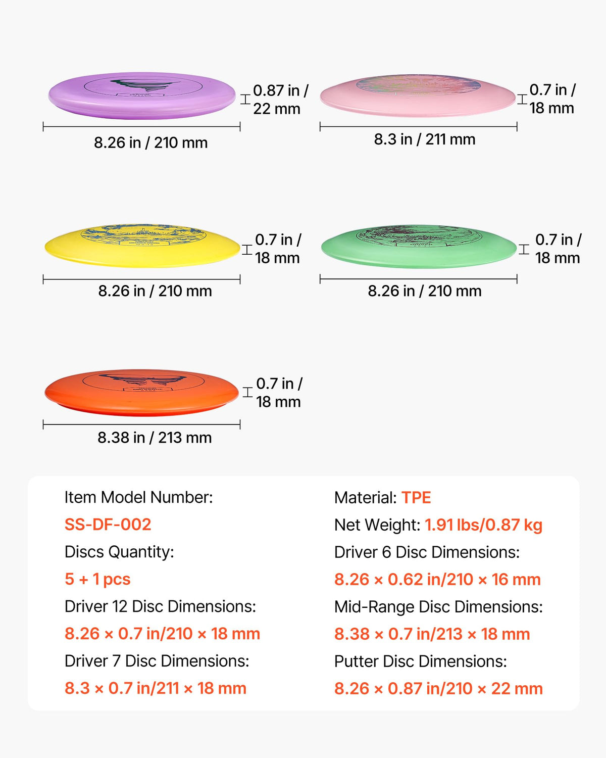 VEVOR discs on textured ground demonstrating durable TPE construction