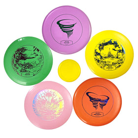 VEVOR disc golf set front view displaying five beginner-friendly discs for outdoor play