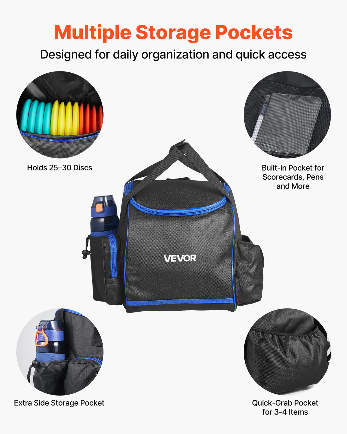 VEVOR Disc Golf Set disc graphics and labels aid beginners learning basics.