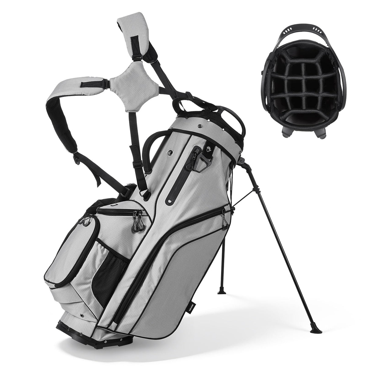 VEVOR golf bag with 14-way top divider keeps clubs organized on the course.