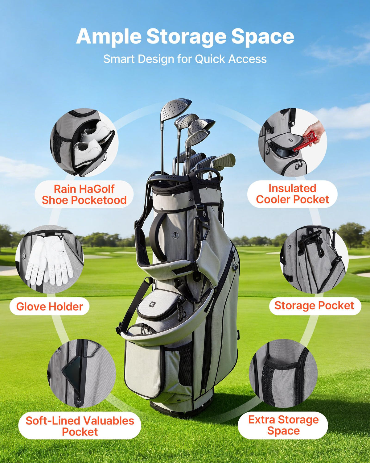 VEVOR golf bag rain hood protects clubs from rain and wind.