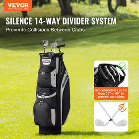 VEVOR Golf Cart Bag club compartments minimize clanging and scratches on impact.