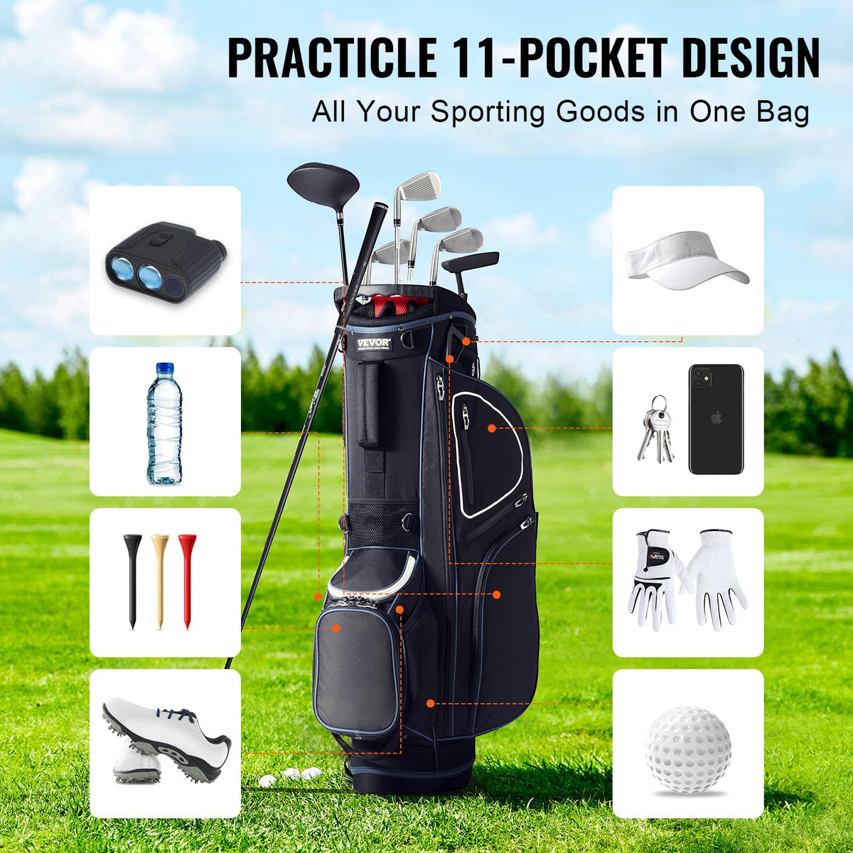 VEVOR golf cart bag dust cover protects clubs from dirt and dust.