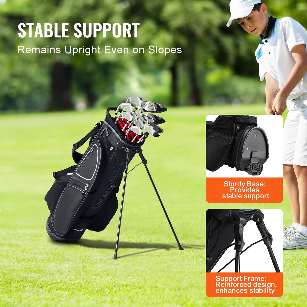 VEVOR golf bag ergonomic straps ease carrying across the course.
