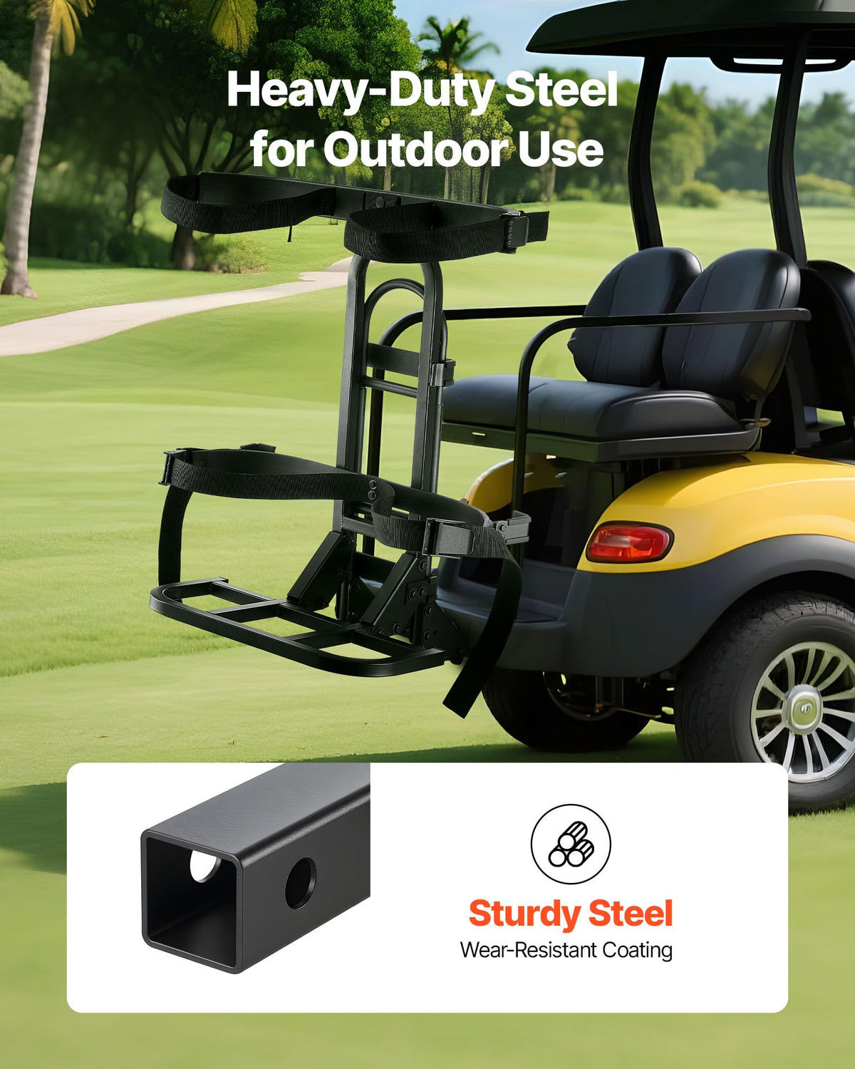 VEVOR two bags secured by locking straps during ride on cart