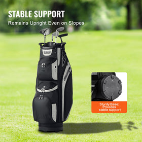 VEVOR Golf Cart Bag multiple pockets keep towels, bottles, and gloves organized.
