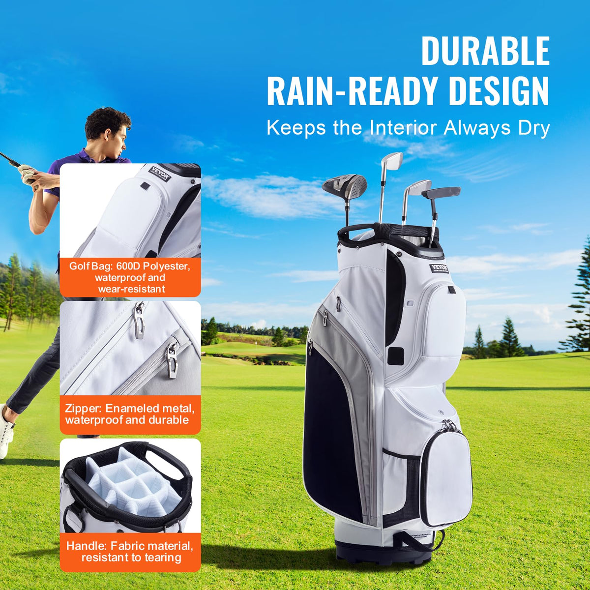 VEVOR bag demonstrates multiple pockets for towels, bottles, and gear