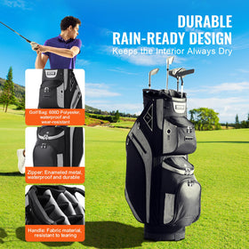 VEVOR Golf Cart Bag sturdy stand base stays steady on slopes and grass.