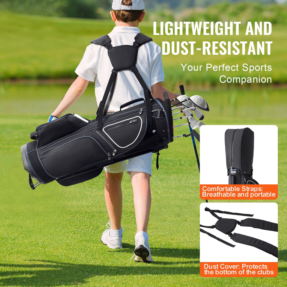 VEVOR golf cart bag waterproof 300D material keeps gear dry during rounds.