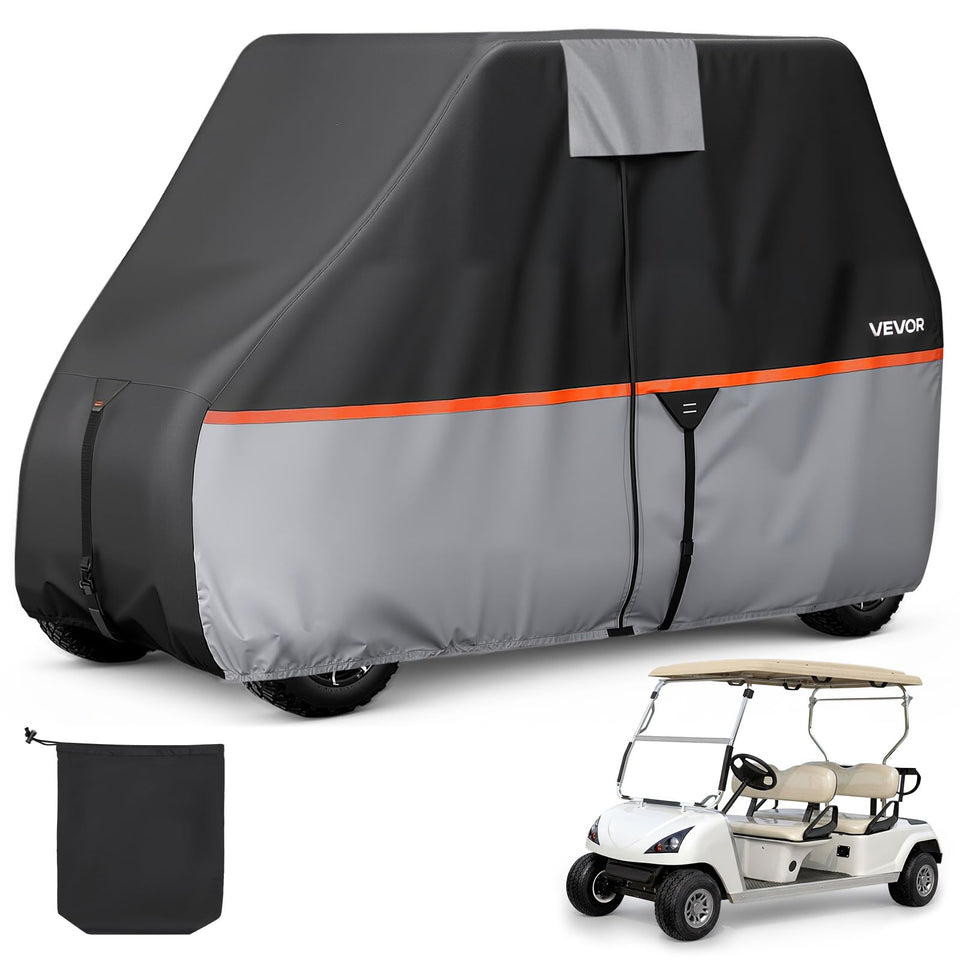 VEVOR golf cart cover 2+2 front view shields cart from weather and debris.