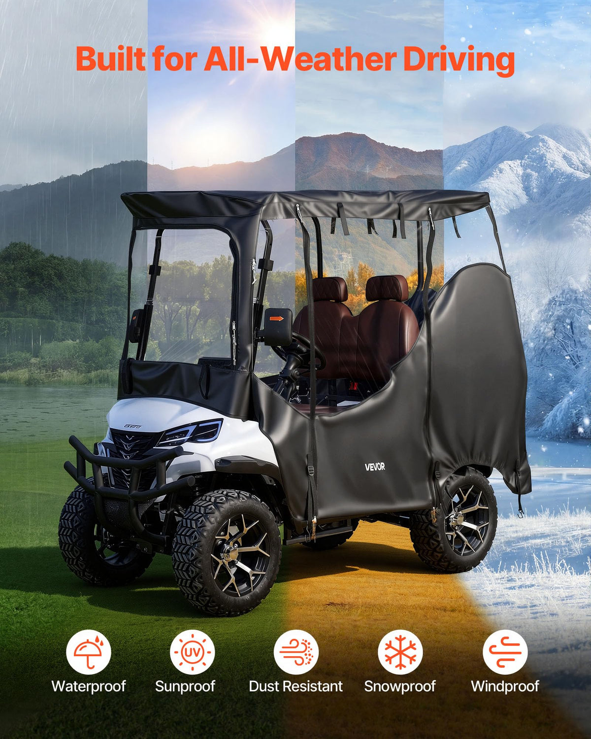 VEVOR 420D fabric with PVC coating provides rain and dust resistance.