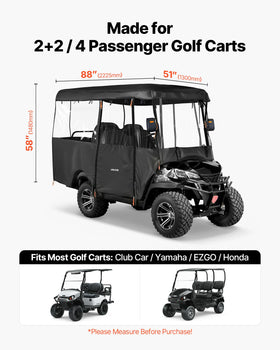 VEVOR golf cart cover front panel maintains clear forward view during transit