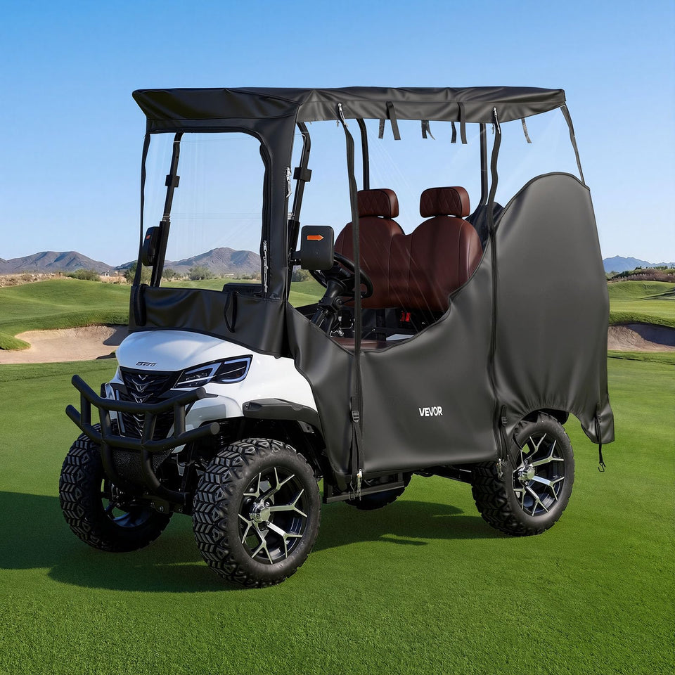 VEVOR golf cart cover with front visibility panel for clear driving view.