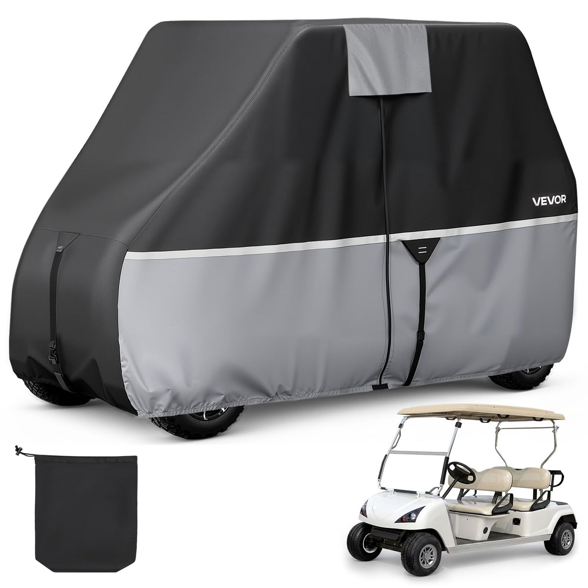 VEVOR golf cart cover full coverage for 2+2 cart protects from rain and dust.