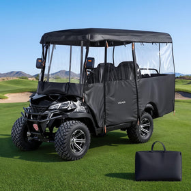 VEVOR golf cart cover full enclosure front view offers weather protection while driving.