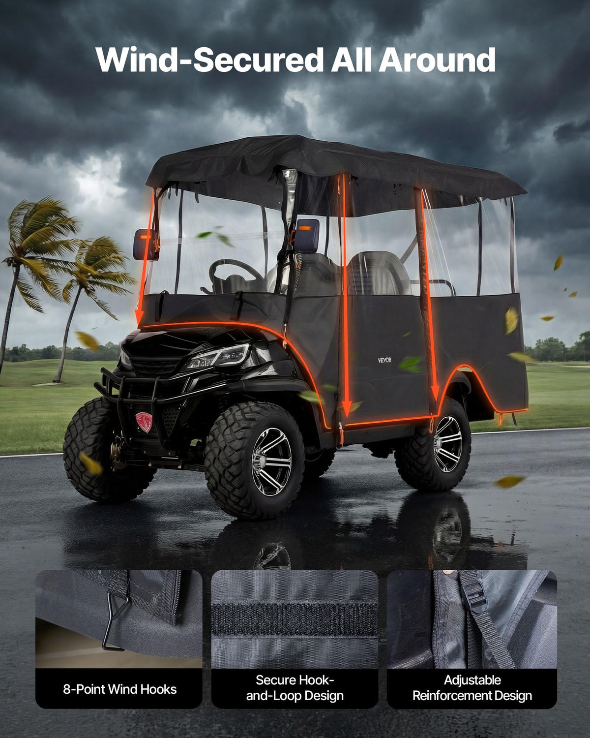 VEVOR cart cover with mirror openings for unobstructed visibility.