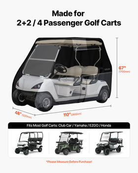 VEVOR golf cart cover uses 420D Oxford fabric for durable outdoor protection.