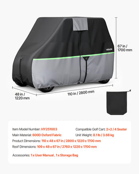 VEVOR golf cart cover with reflective strips for night visibility
