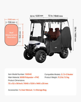 VEVOR Golf Cart Cover rust-resistant zippers handle daily use and weather.