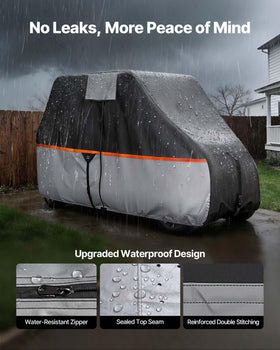 VEVOR golf cart cover silver waterproof coating blocks rain from entering.