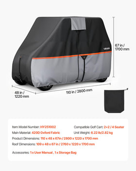VEVOR golf cart cover wind strap system keeps cover secure in gusts.