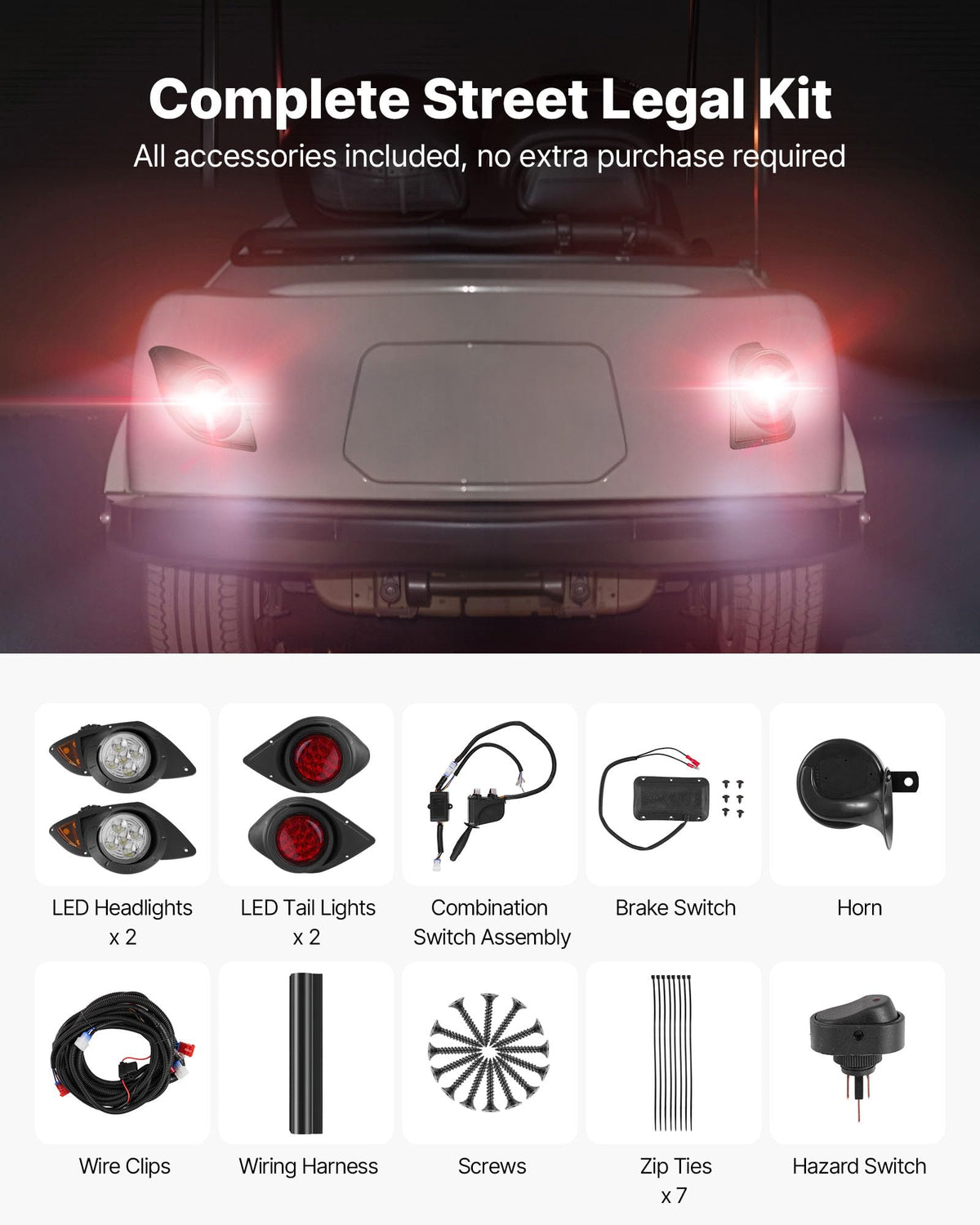 VEVOR golf cart light kit switch horn integration for easy controls
