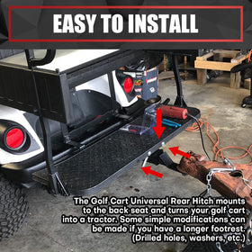 VIAGL 2-inch receiver hitch mounted under rear foot platform for stability.