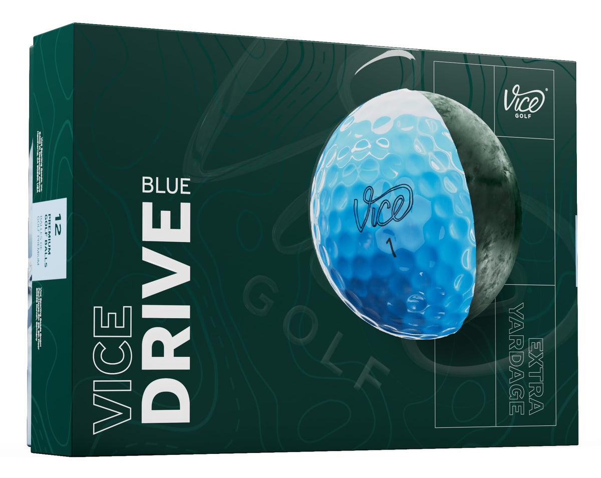 Vice Drive blue golf ball pack front, ideal for maximizing distance.