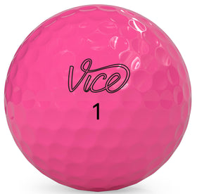 Vice Drive Pink ball on green showing lower spin and longer roll.