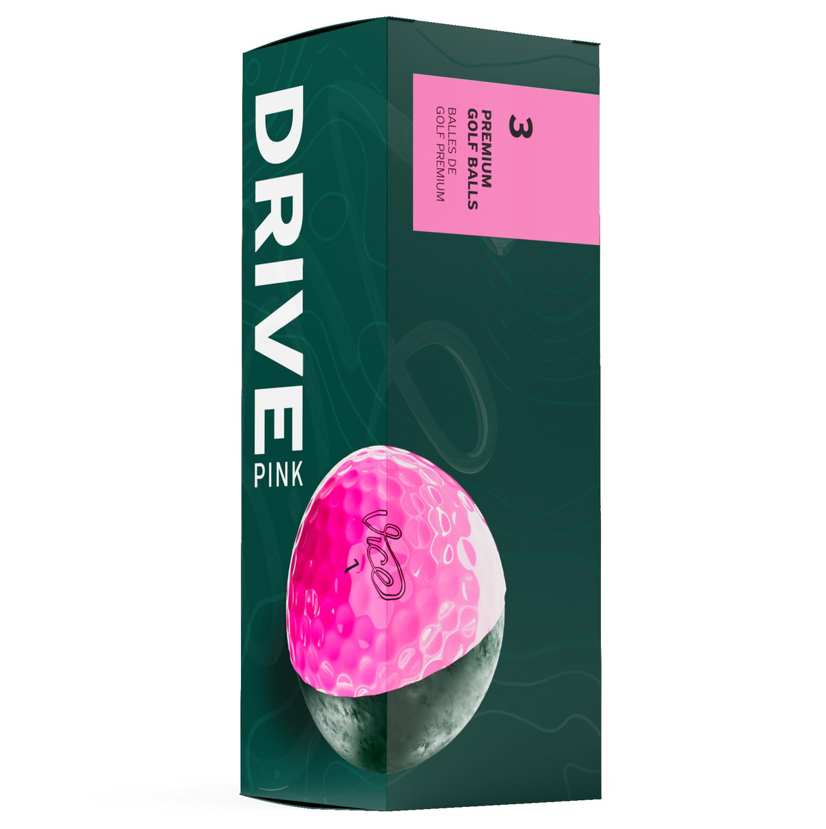 Vice Drive Pink pack shot; budget-friendly distance option for golfers.