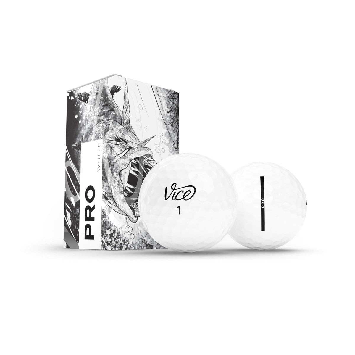 Vice Golf model E ball beside sleeve for testing consistency.