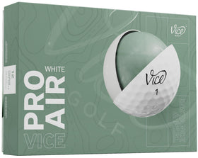 Vice Golf Pro Air 2025 white ball close-up highlights premium cover for feel.